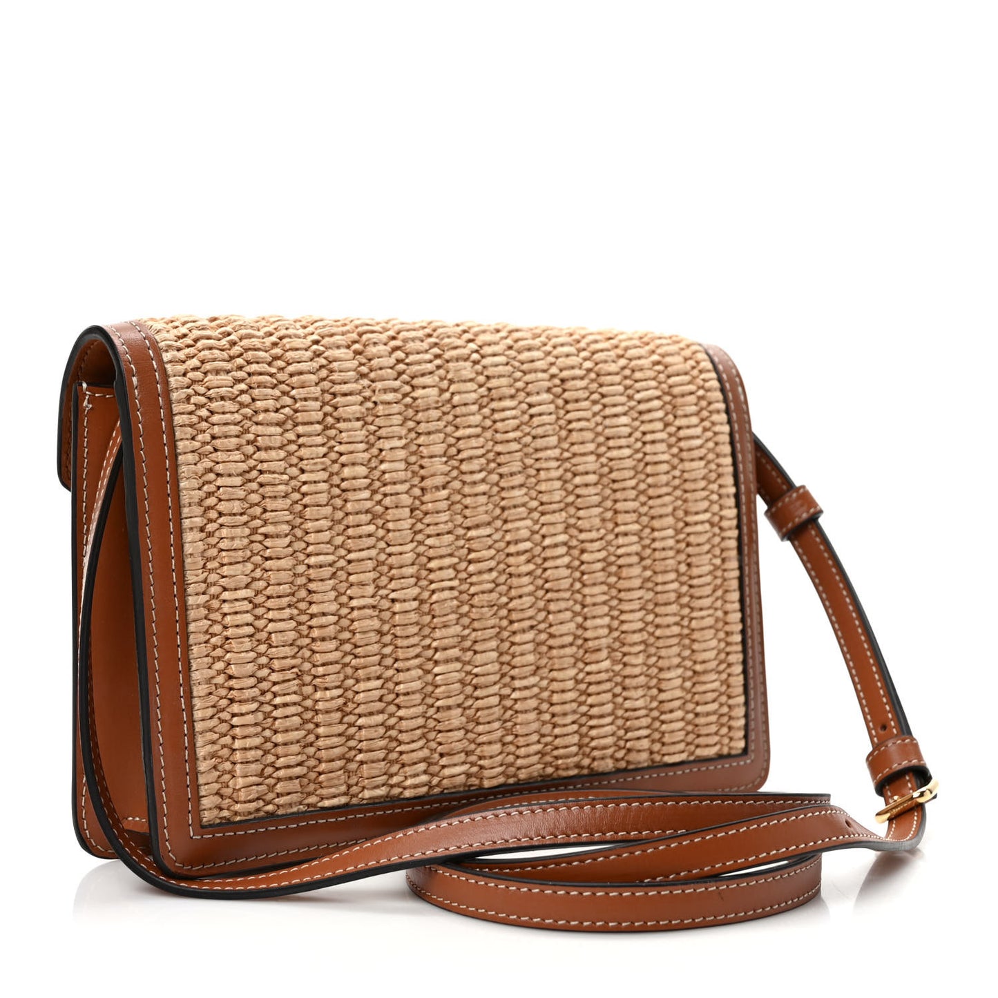 Raffia Calfskin Triomphe Wallet on Strap Natural Tan
