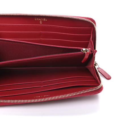 Chanel Shiny Goatskin Quilted 19 Long Zipped Around Wallet Red 5 of 12