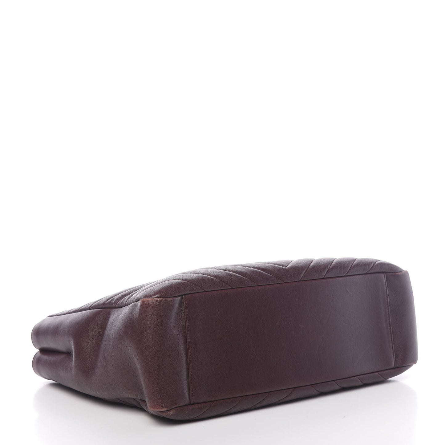Sheepskin Matelasse Chevron Large Monogram Shopping Bag Burgundy