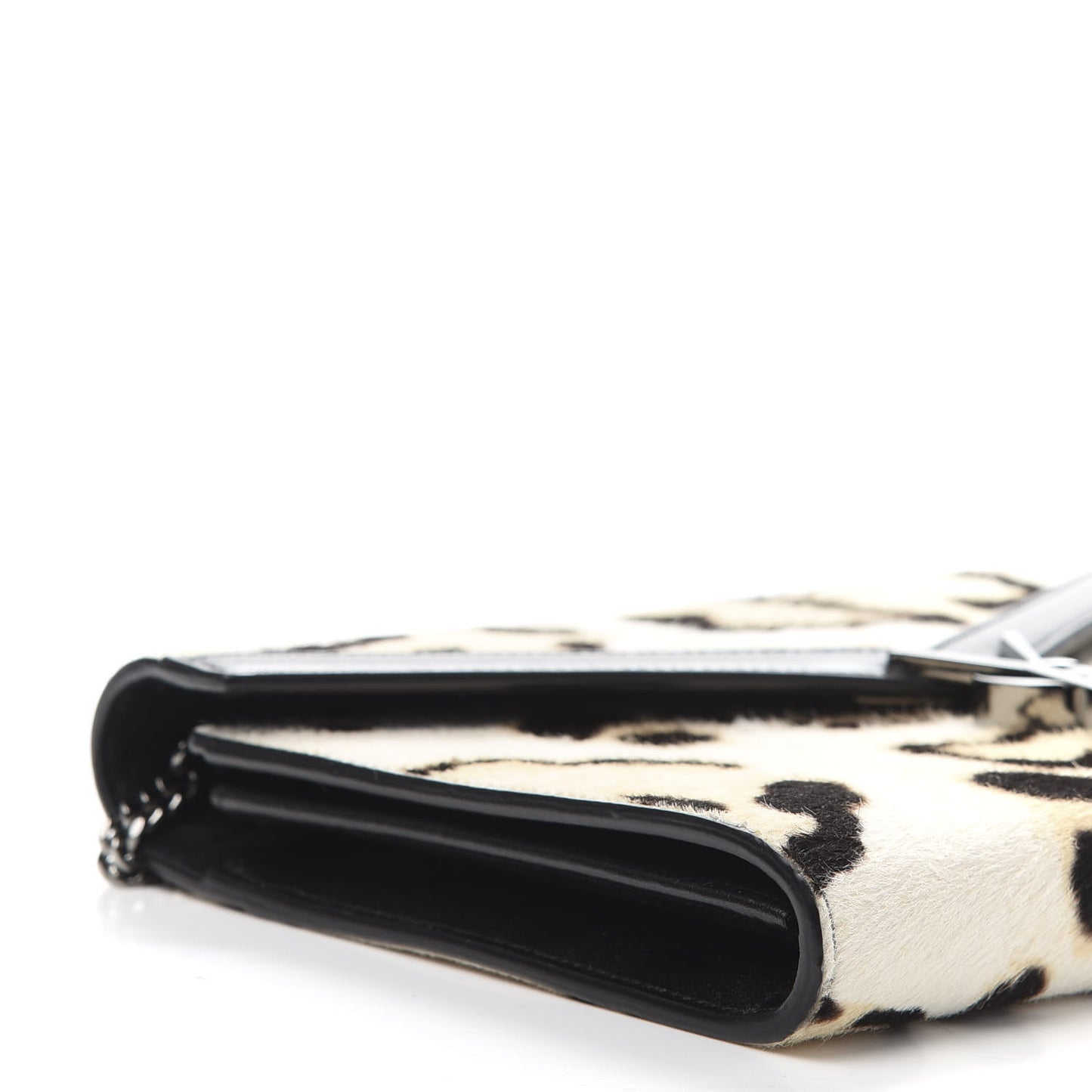 Calf Hair Leopard Print Monogram Cassandra Chain Wallet White Multicolor