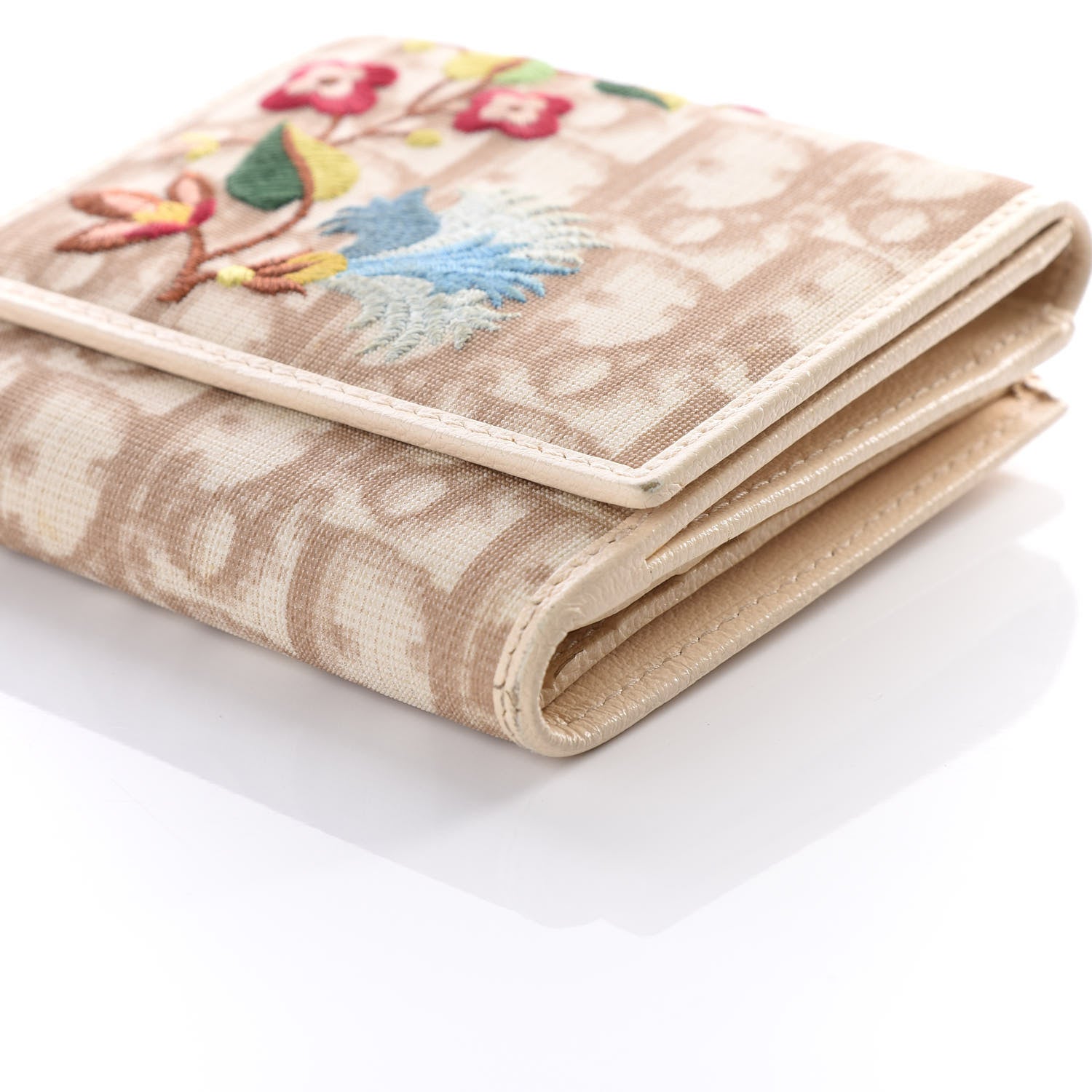 Christian Dior Monogram Vintage Flowers Compact Wallet Beige 8 of 13