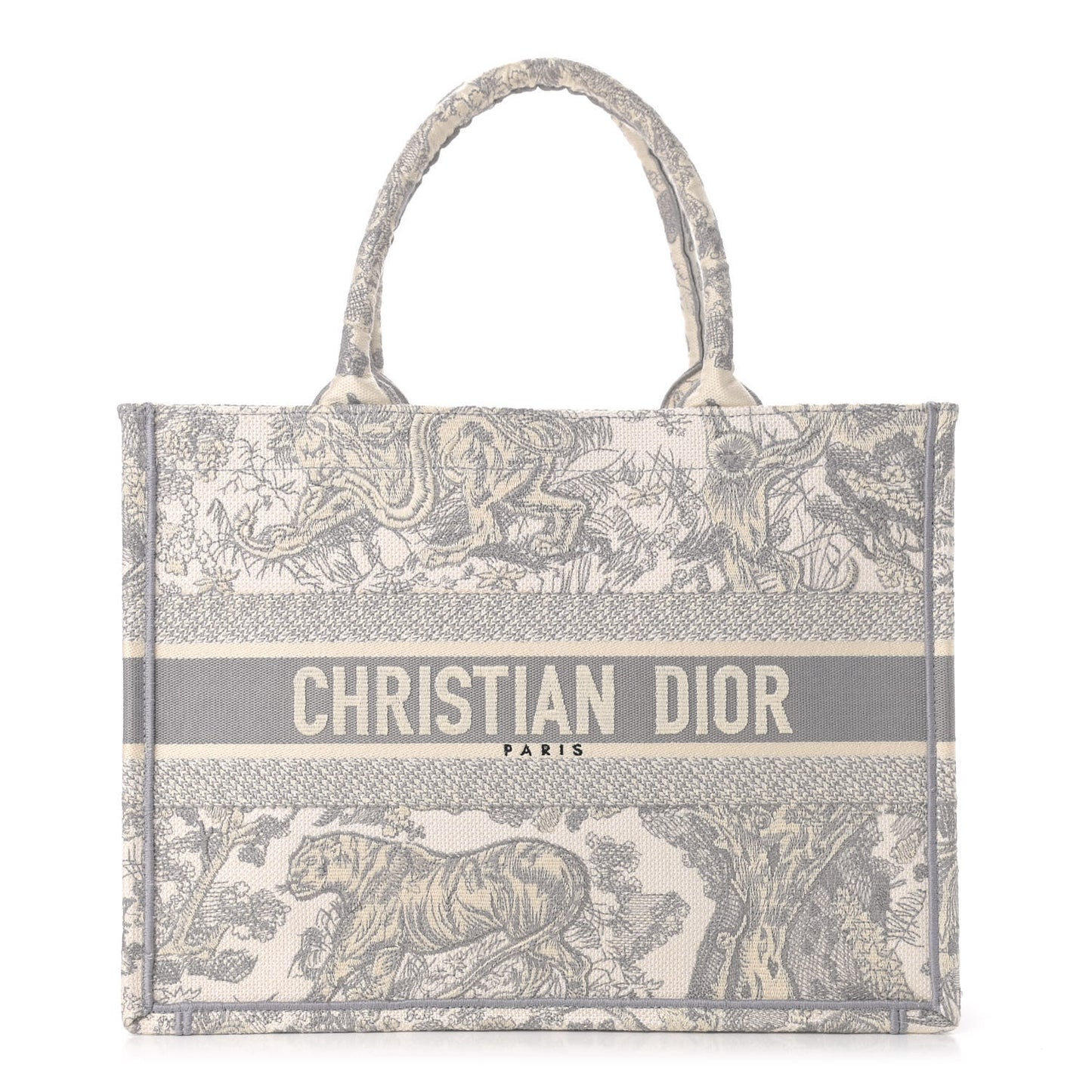 Canvas Embroidered Medium Dioriviera Toile De Jouy Book Tote Gray