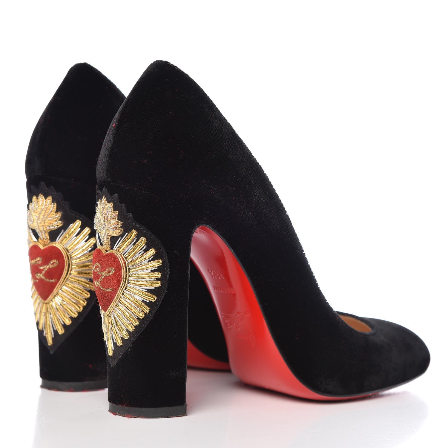 Christian Louboutin Velvet Cadrilla Corazon 100 Pumps 38.5 Black 4 of 11