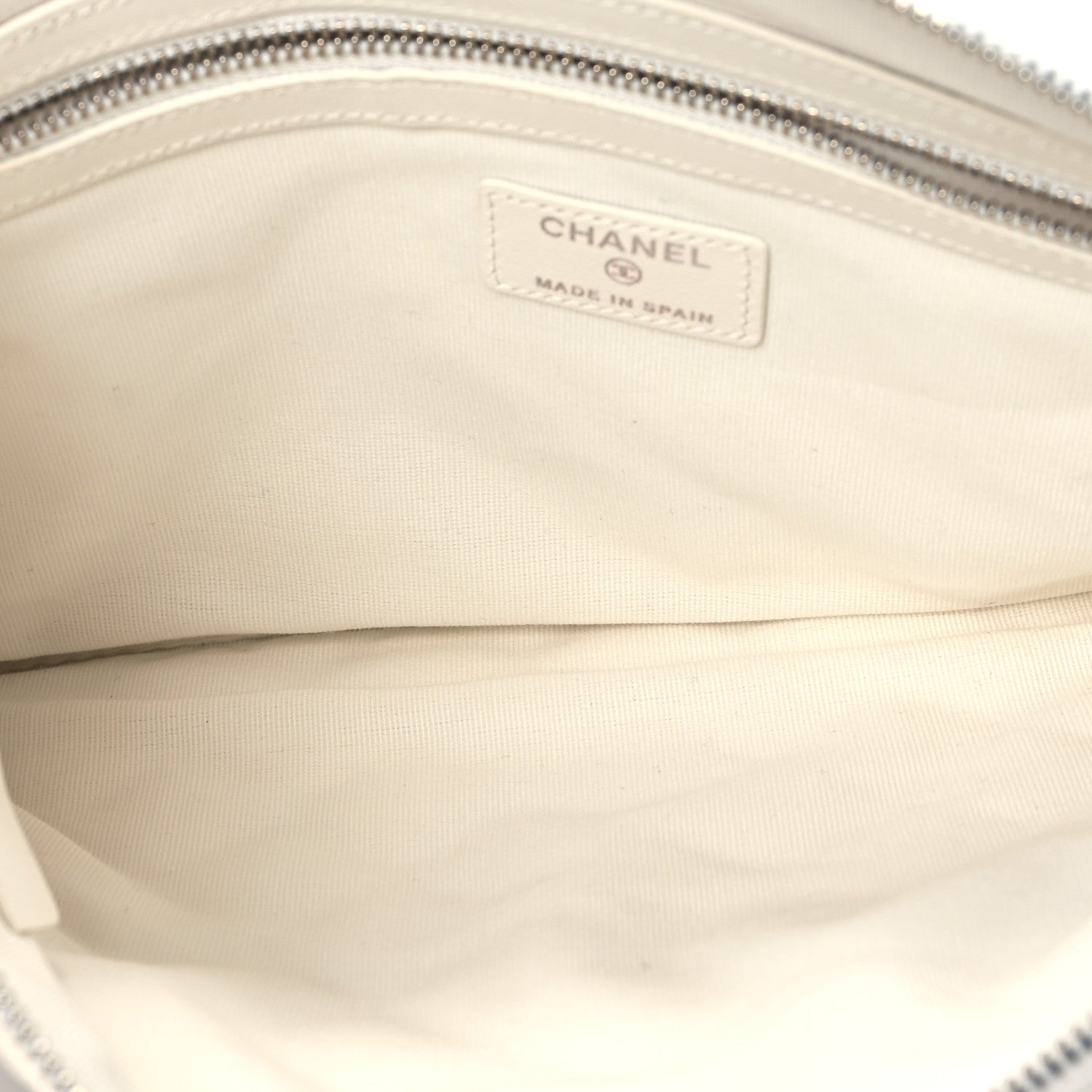 Chanel Lambskin Quilted Studded CC Medium Cosmetic Case White 5 of 8