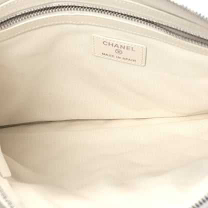 Chanel Lambskin Quilted Studded CC Medium Cosmetic Case White 5 of 8