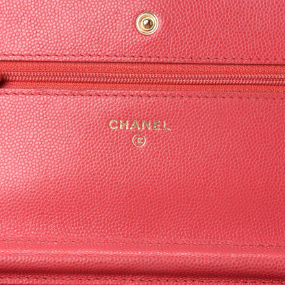 Chanel Caviar Quilted Wallet On Chain WOC Dark Pink 10 of 13