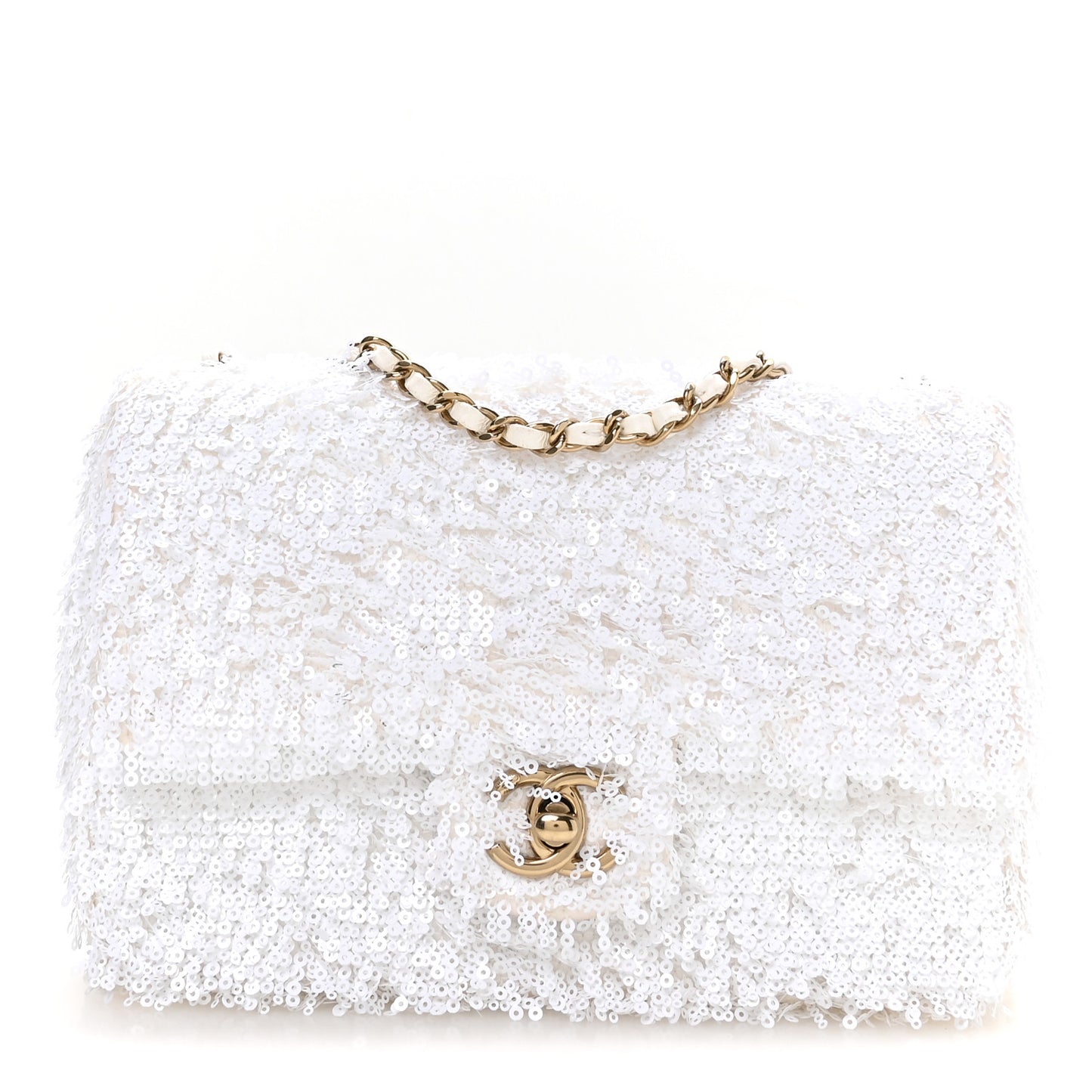 Sequin Mini Rectangular Flap White