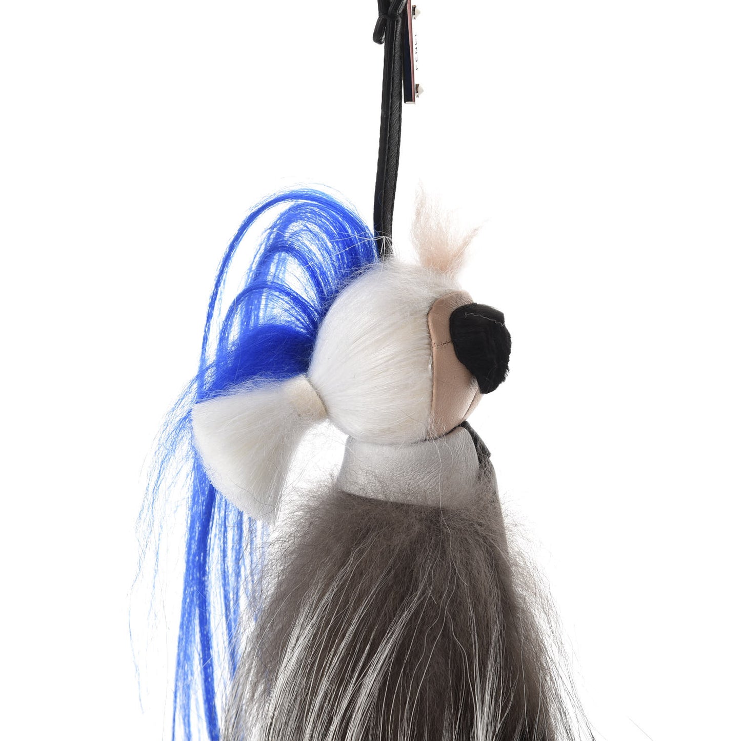 Mink Fox Goat Fur Mini Karlito Bag Charm Blue