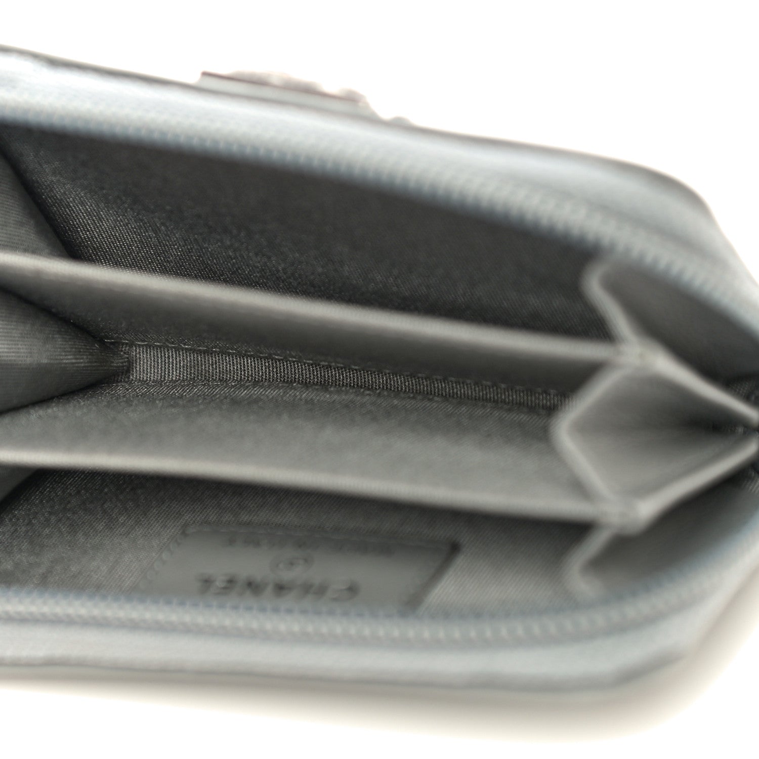 Chanel Lambskin Quilted Boy Zip Around Coin Purse Wallet Grey 5 of 14