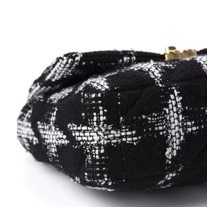 Chanel Tweed Quilted Medium 19 Flap Black White 7 of 12