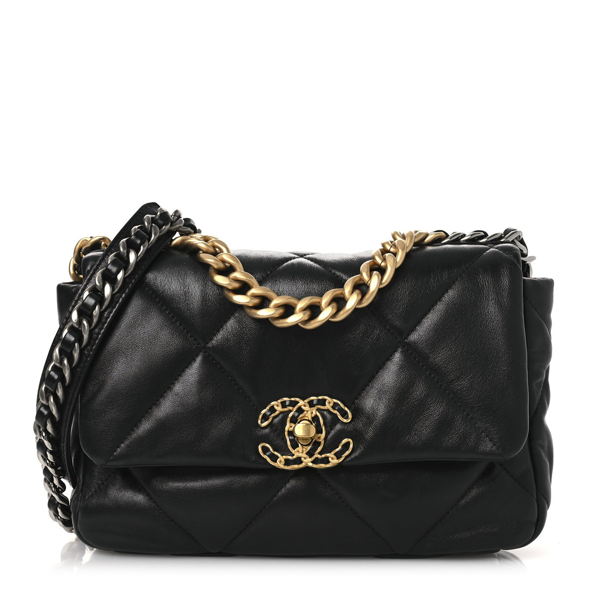Lambskin Quilted Medium Chanel 19 Flap Black