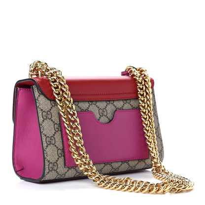 Gucci GG Supreme Monogram Calfskin Small Padlock Shoulder Bag Beige Hibiscus Red New Rosette 3 of 10