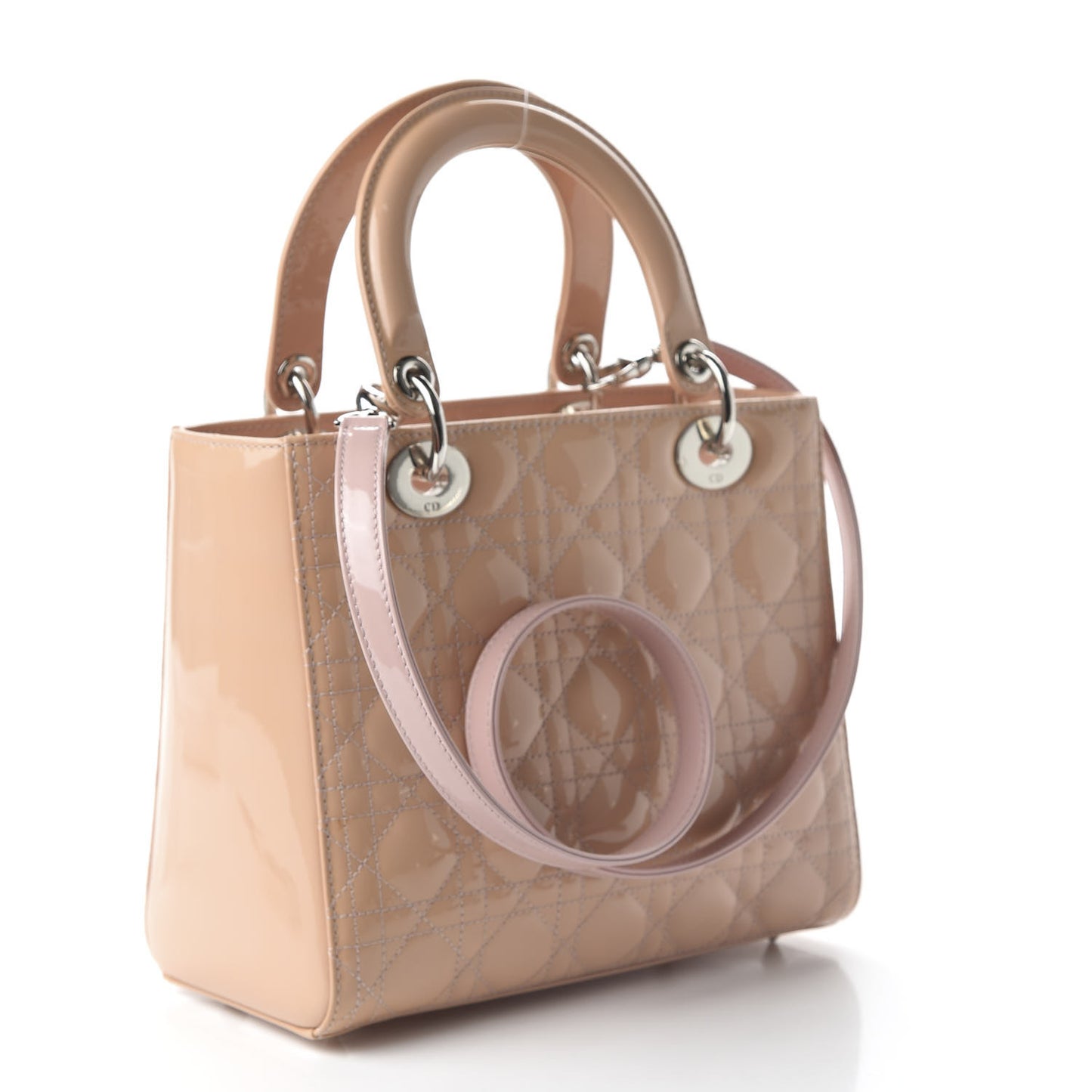 Patent Cannage Medium Lady Dior Rose Clair