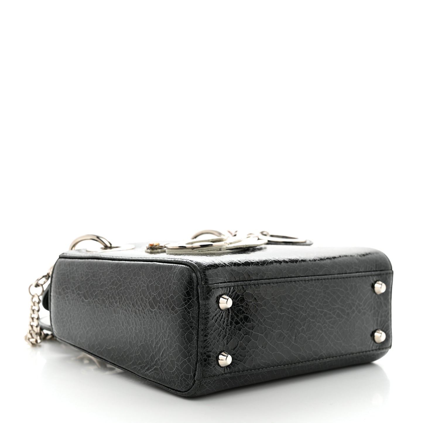 Ceramic Effect Deerskin Jeweled Swan Mini Lady Dior Black
