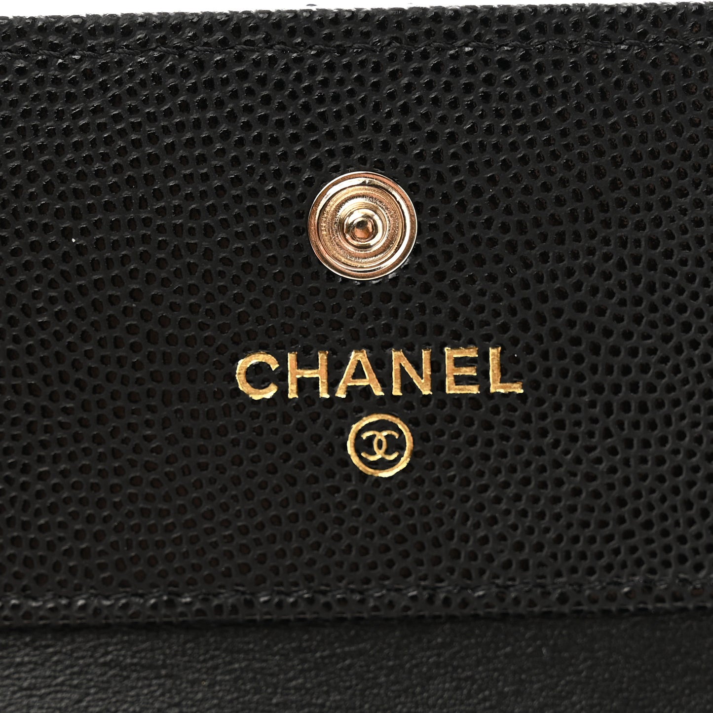 Caviar Crystal Quilted Small Flap Wallet Black