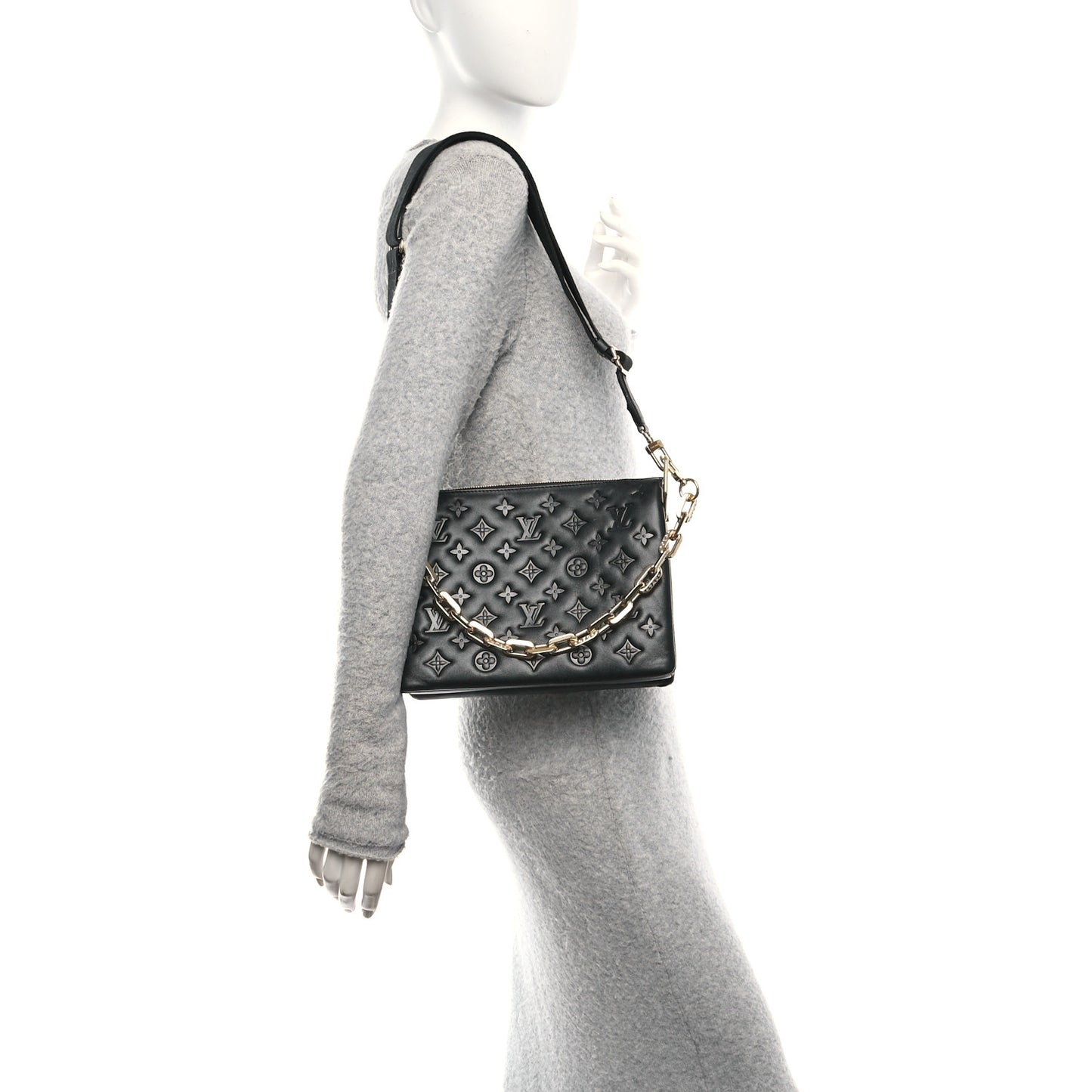 Lambskin Embossed Monogram Coussin PM Black