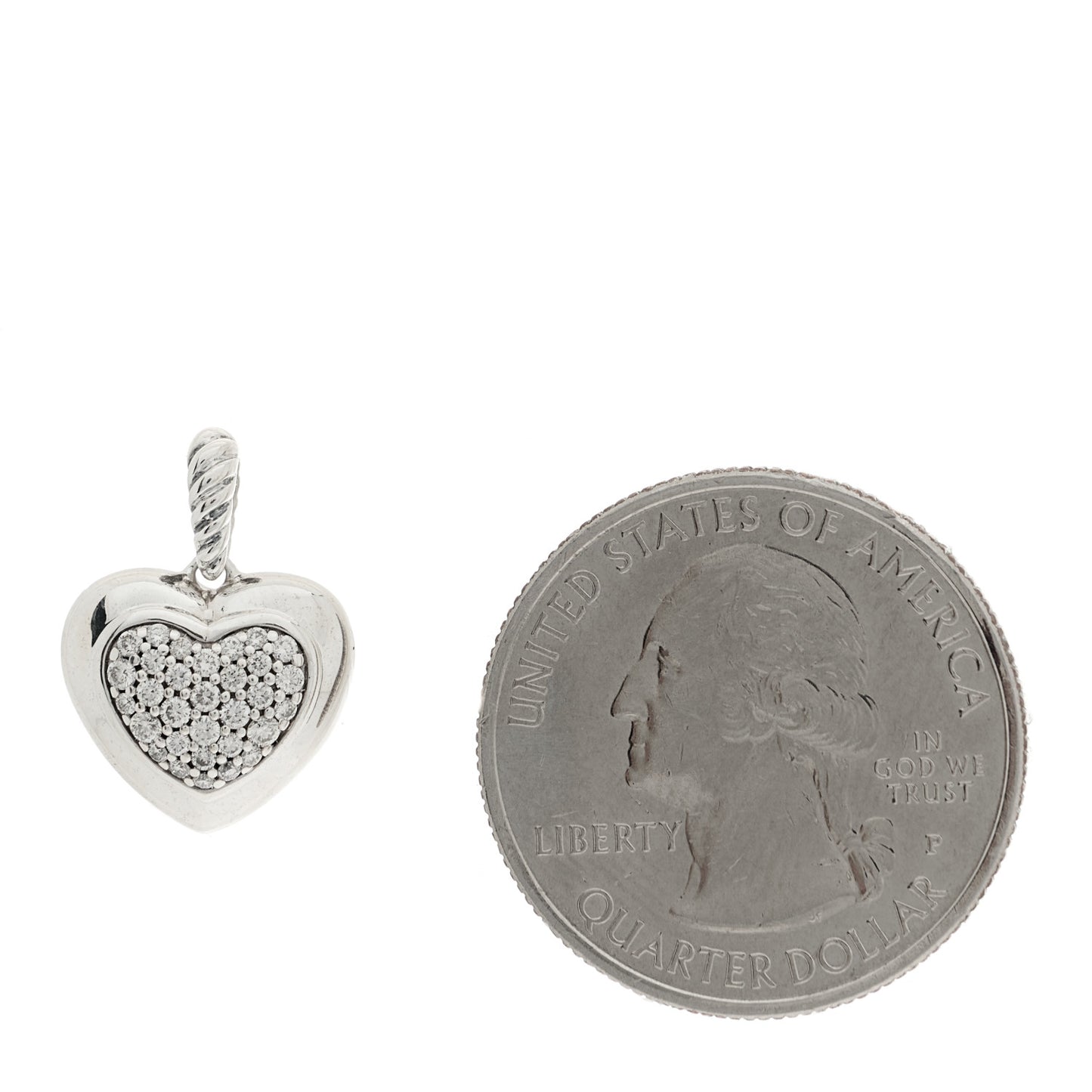 Sterling Silver Diamond Cable Heart Pendant