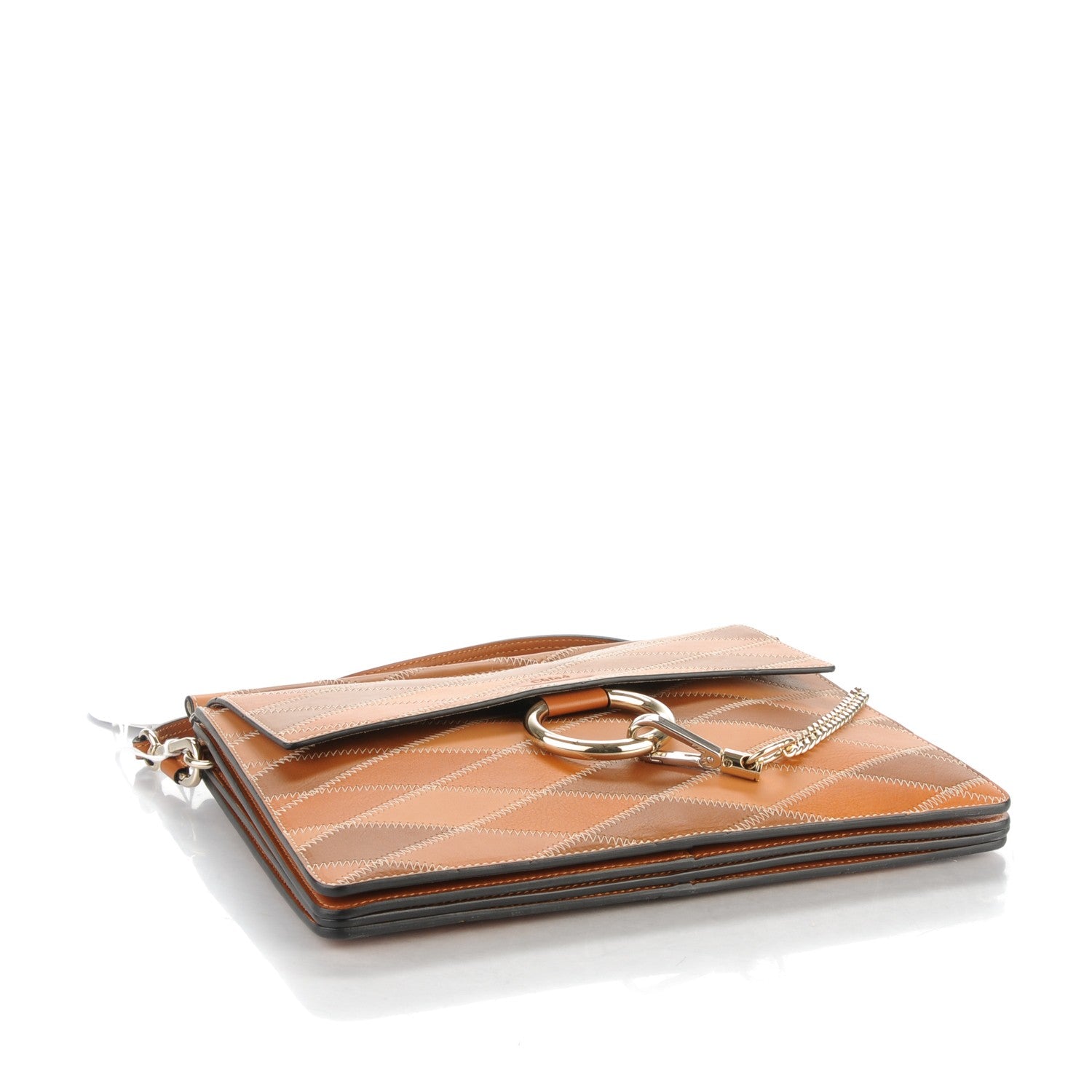 Chloe Calfskin Patchwork Medium Faye Shoulder Bag Caramel 4 of 8