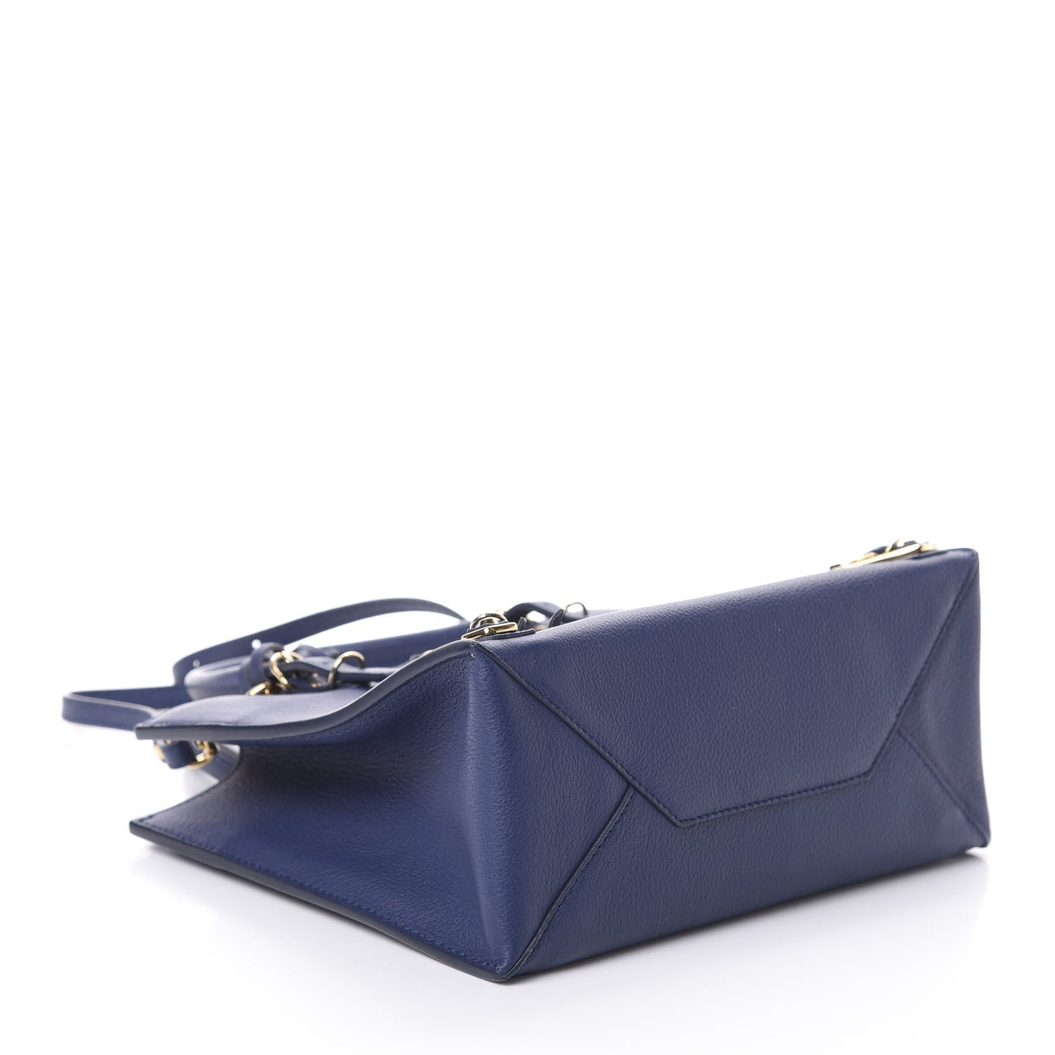 Balenciaga Grained Calfskin Gold Metallic Edge Hardware Papier Mini A4 Tote Bleu 4 of 8
