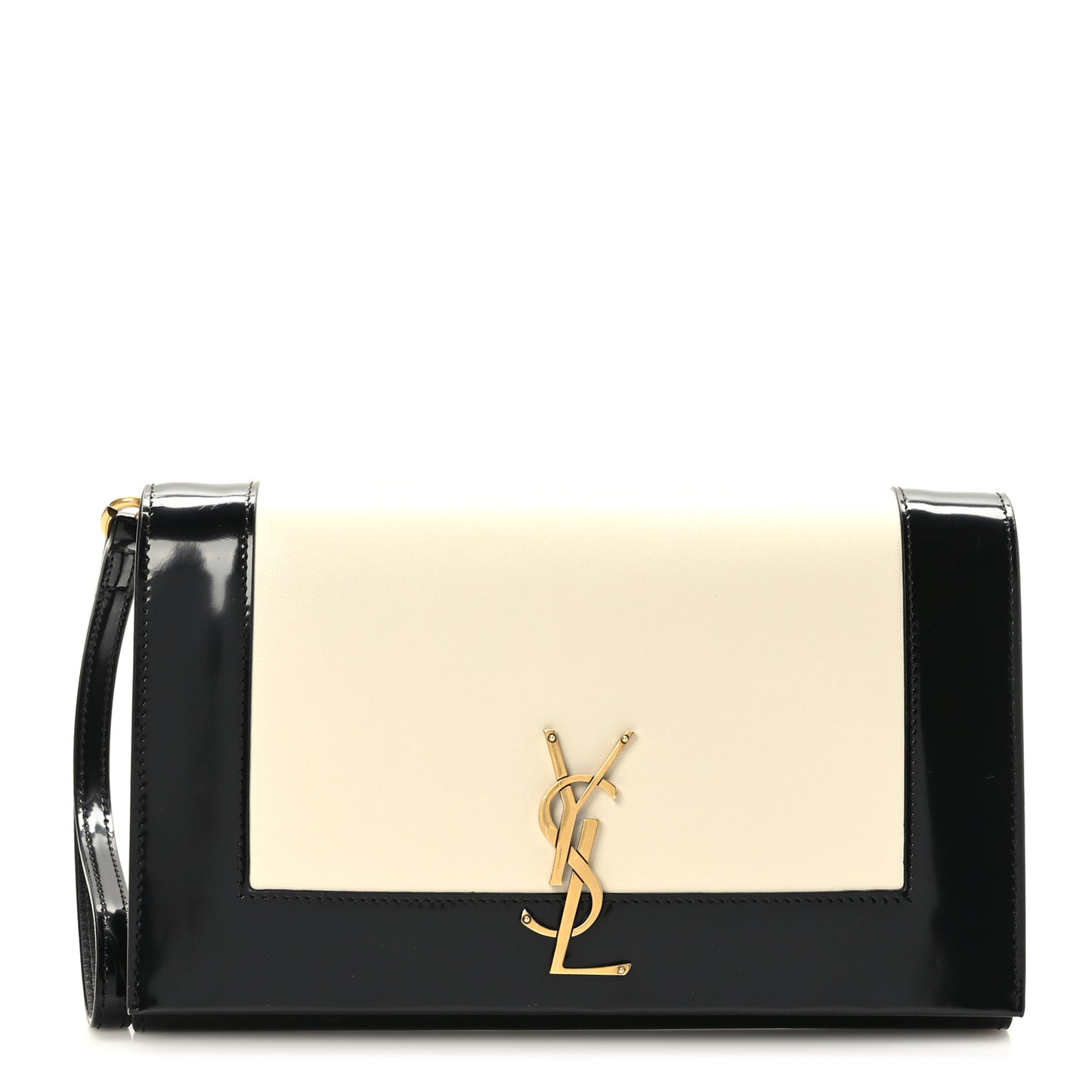 Nappa Patent Calfskin Two-Toned Monogram Pouch Alabastro Black