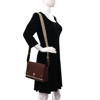 Burberry Calfskin Vintage Check Note Crossbody Bag Tan 2 of 8
