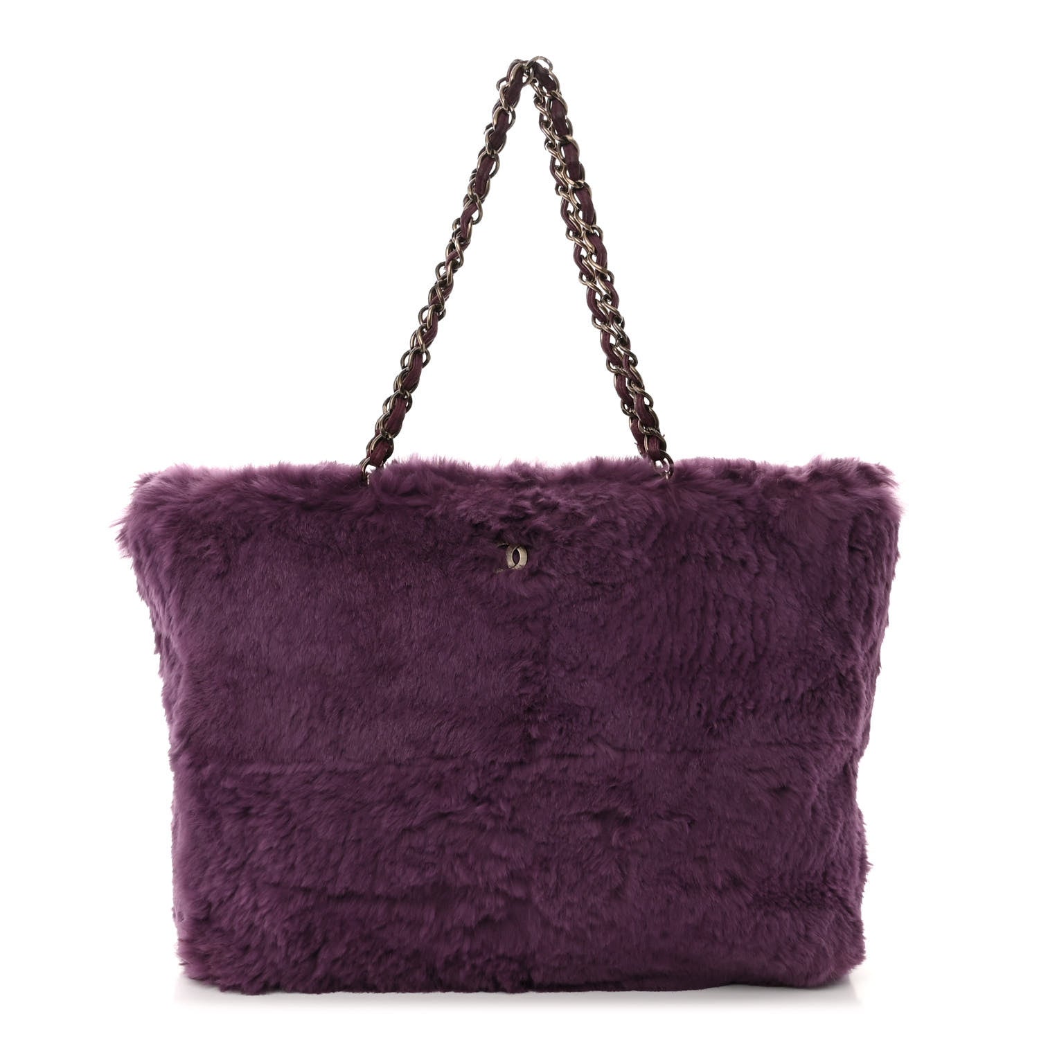 Chanel Rabbit Fur Shoulder Bag Dark Purple 1 of 11