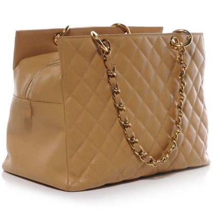 Chanel Caviar Quilted Grand Timeless Tote GTT Beige 3 of 8