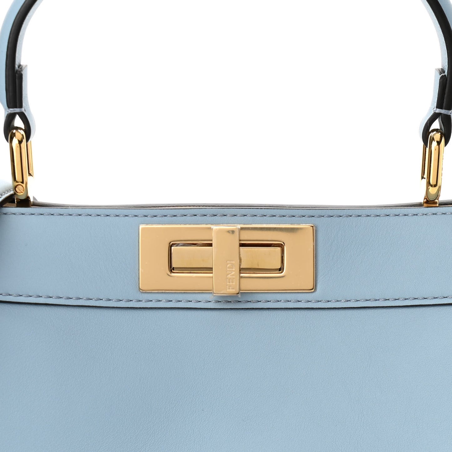 Vitello Seta Shiny Nappa Medium Peekaboo I SEE U Satchel Azzurro Baby Camelia