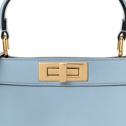 Fendi Vitello Seta Shiny Nappa Medium Peekaboo I SEE U Satchel Azzurro Baby Camelia 8 of 10