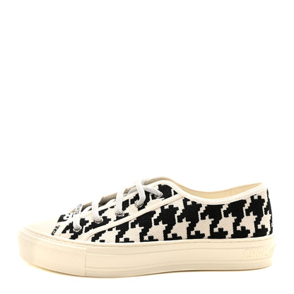 Christian Dior Canvas Macro Houndstooth Embroidered Womens Walk'N'Dior Low Top Sneakers 40 White Black 1 of 9