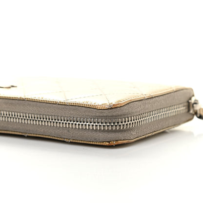 Chanel Striated Patent Zip Around Wallet Gold 12 of 22