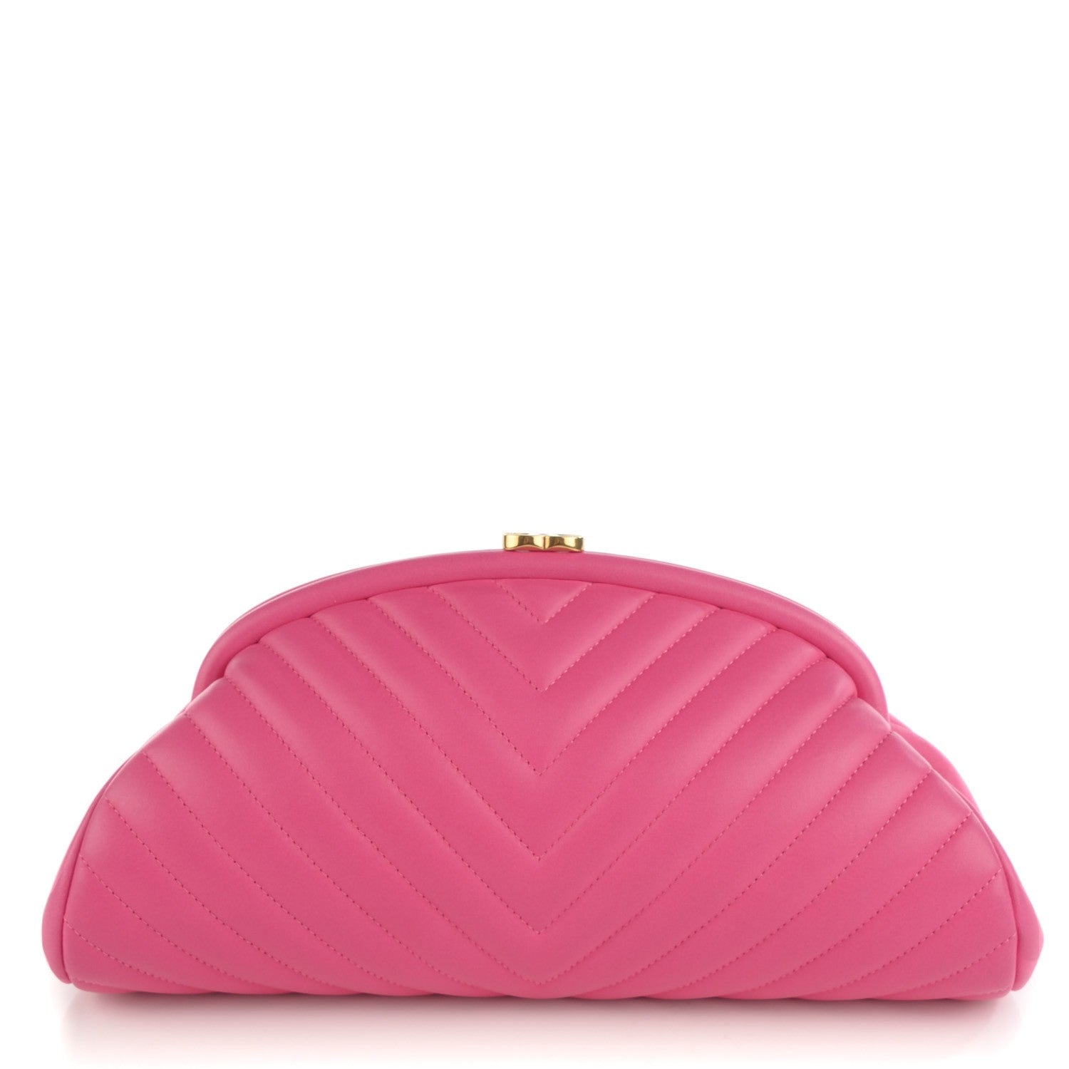 Chanel Lambskin Chevron Quilted Timeless Clutch Dark Pink 1 of 7