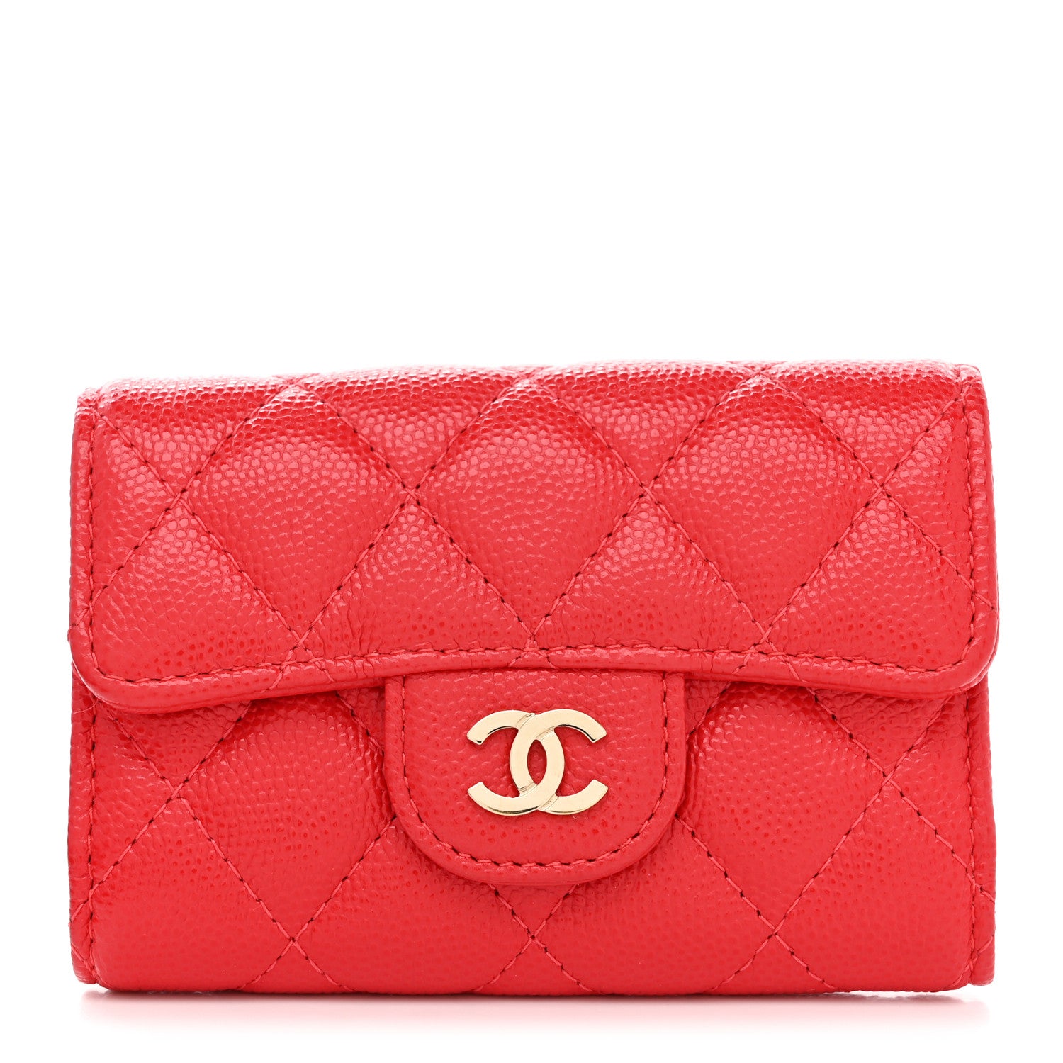 Chanel Caviar Quilted Classic 4 Key Holder Wallet Red 1 of 8