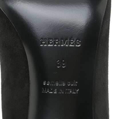 Hermes Chevre Velours Blush Pumps 39 Black 7 of 11