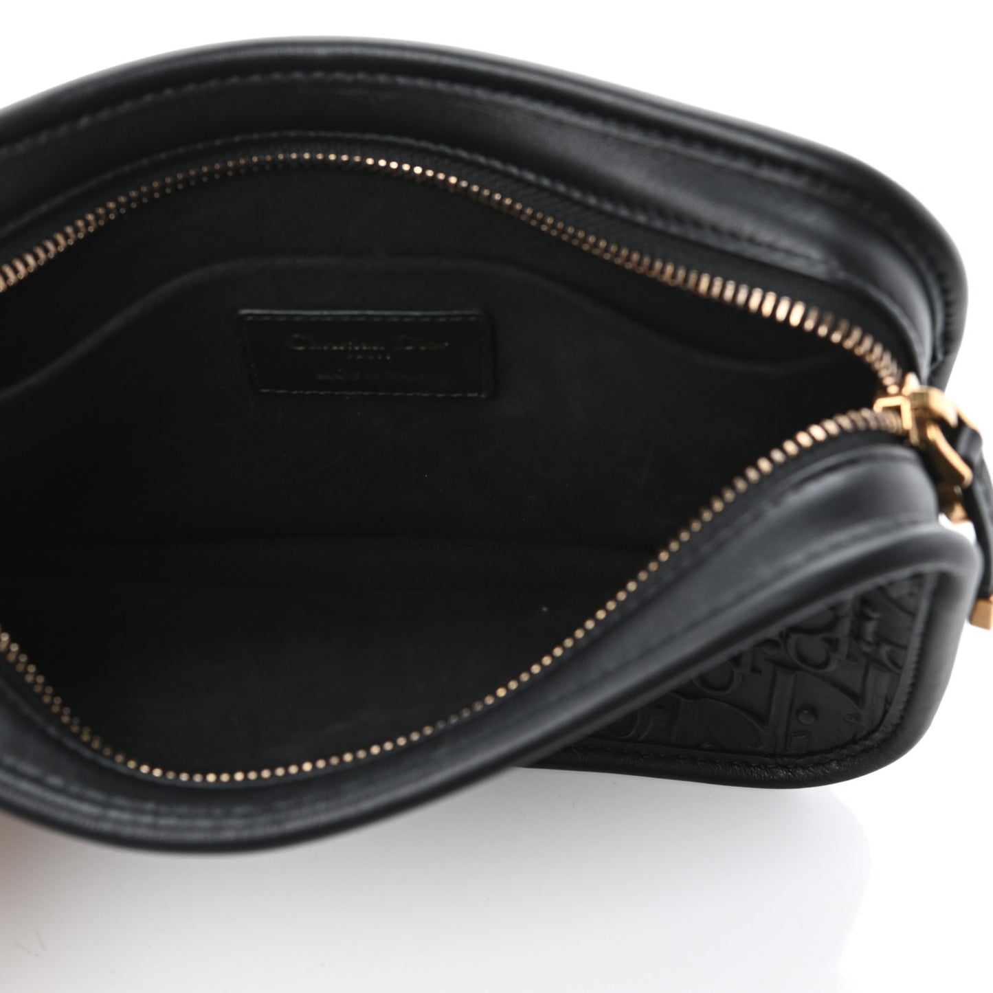 Calfskin Embossed Oblique Diorquake Clutch Black