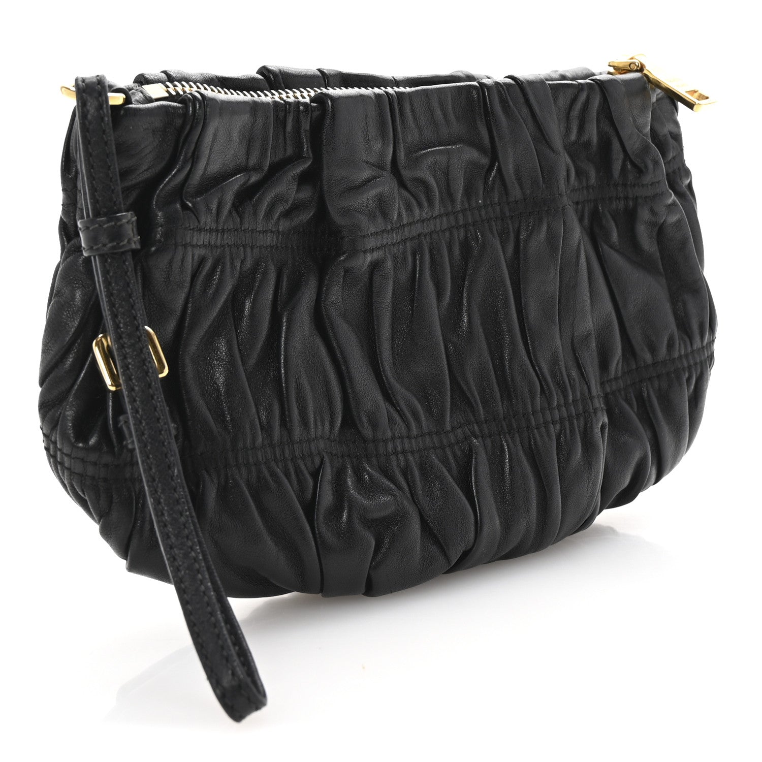 Prada Nappa Gaufre Wristlet Clutch Black 3 of 6