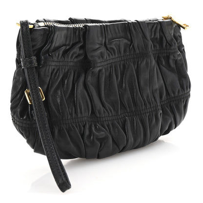 Prada Nappa Gaufre Wristlet Clutch Black 3 of 6