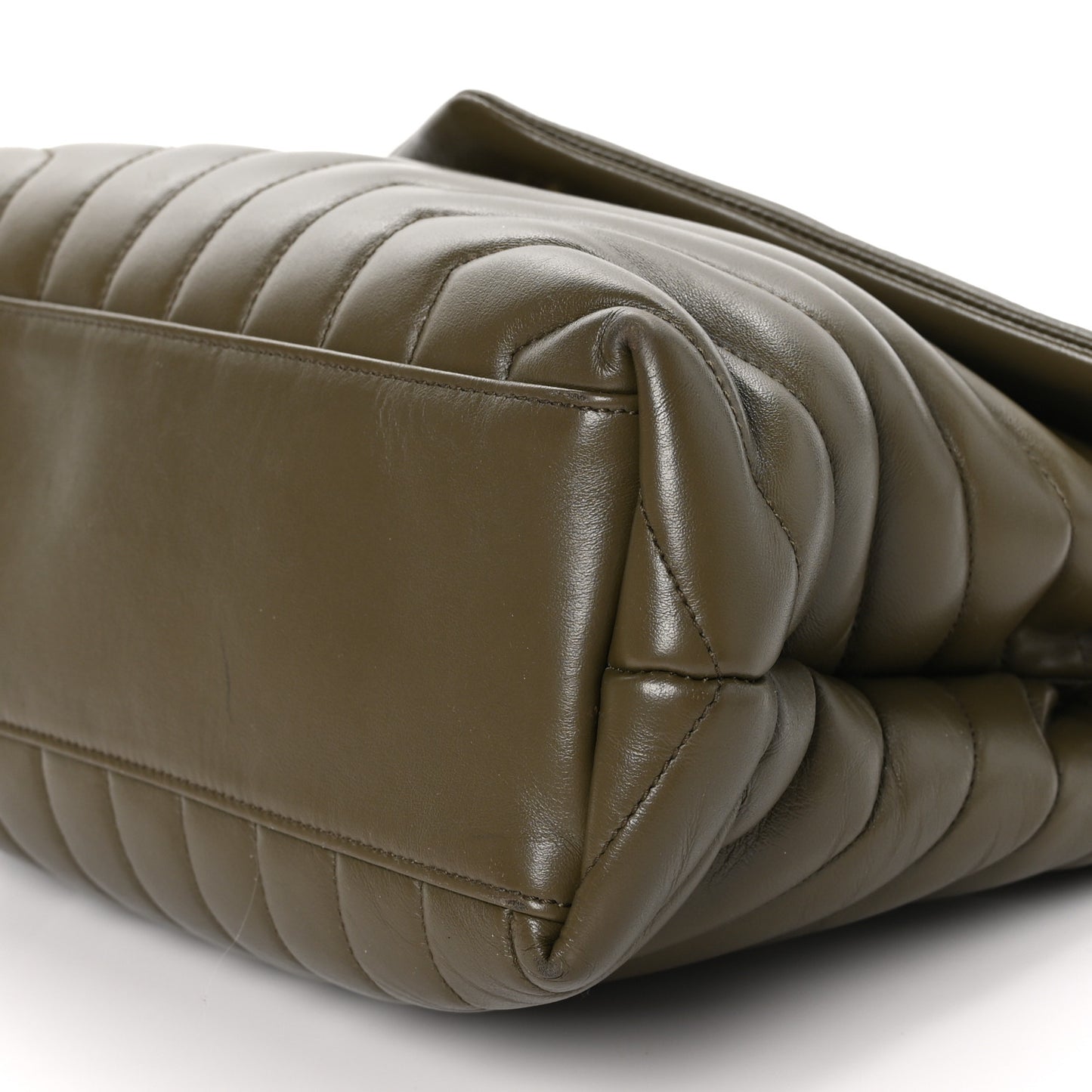 Calfskin Y Quilted Monogram Medium Loulou Chain Satchel Military Olive