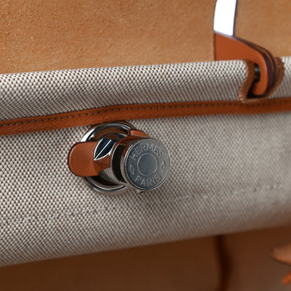 Hermes Vache Hunter Toile Pegase Pop Herbag Zip Retourne 31 PM Capucine Ecru 8 of 23