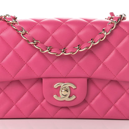 Chanel Lambskin Quilted Mini Rectangular Flap Dark Pink 8 of 14