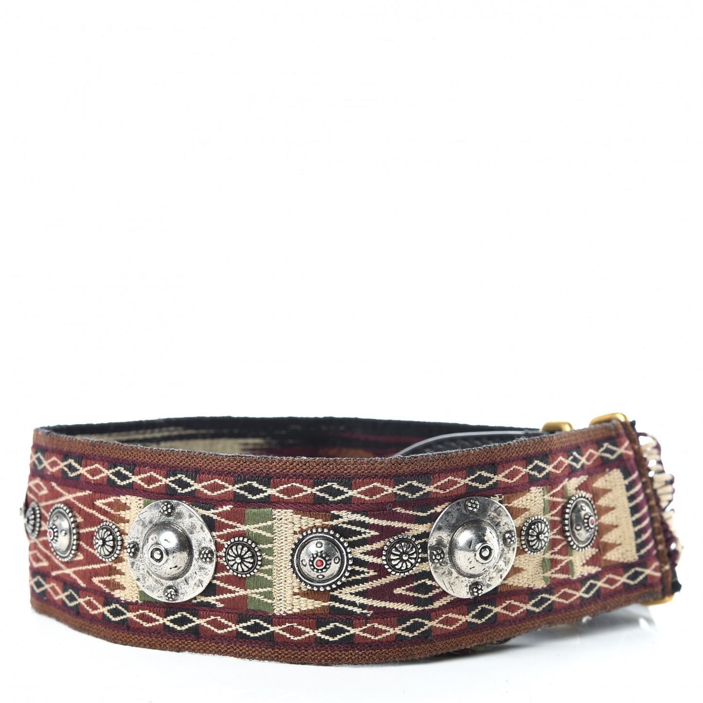 Canvas Embroidered Studded Bohemian Fringe Shoulder Strap Black Multicolor