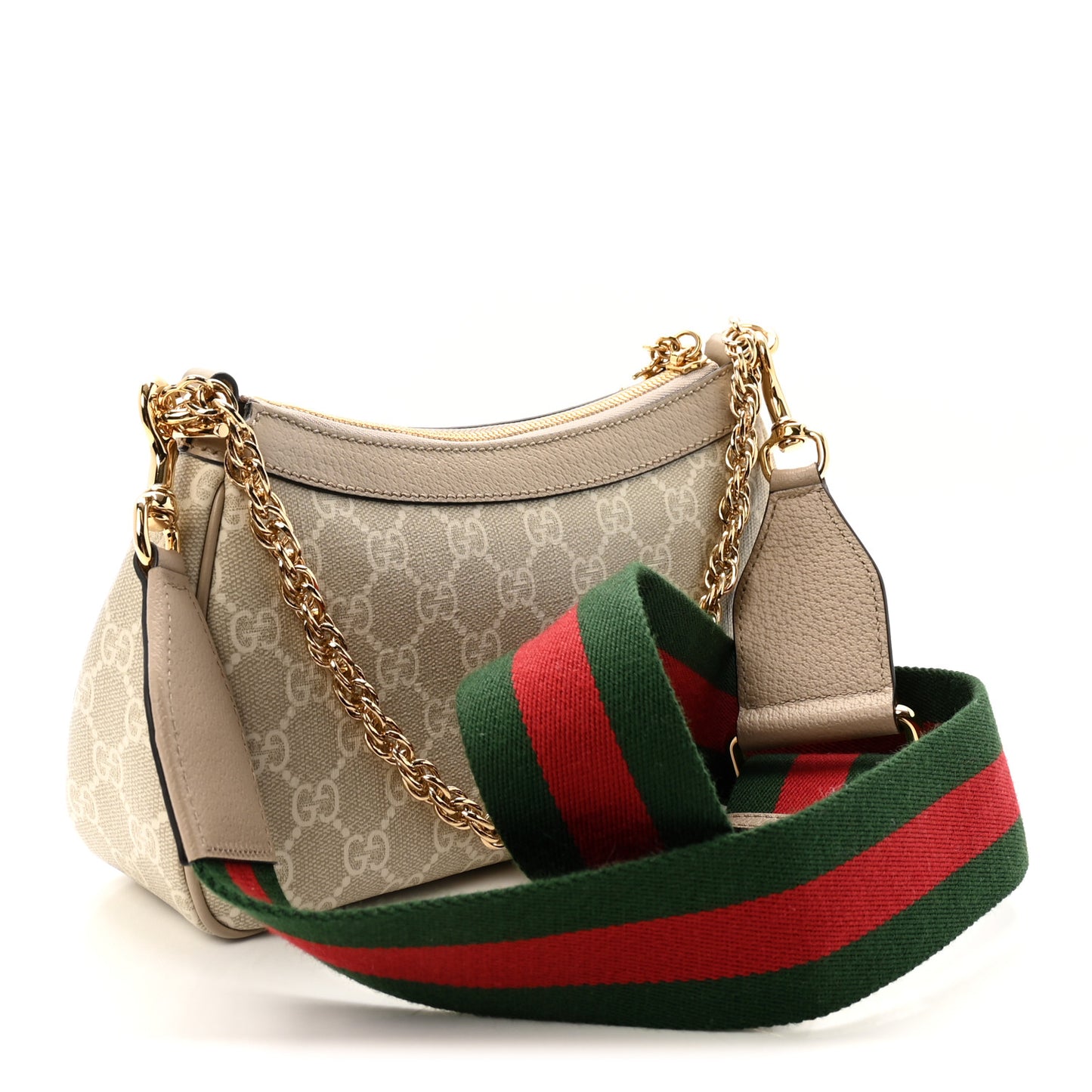 GG Supreme Monogram Textured Dollar Calfskin Web Small Ophidia GG Handbag Beige Mystic White Oatmeal