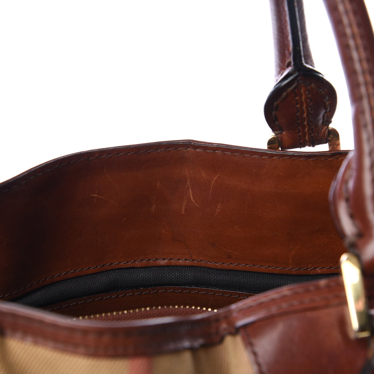 House Check Bridle Calfskin Medium Lynher Tote Dark Tan