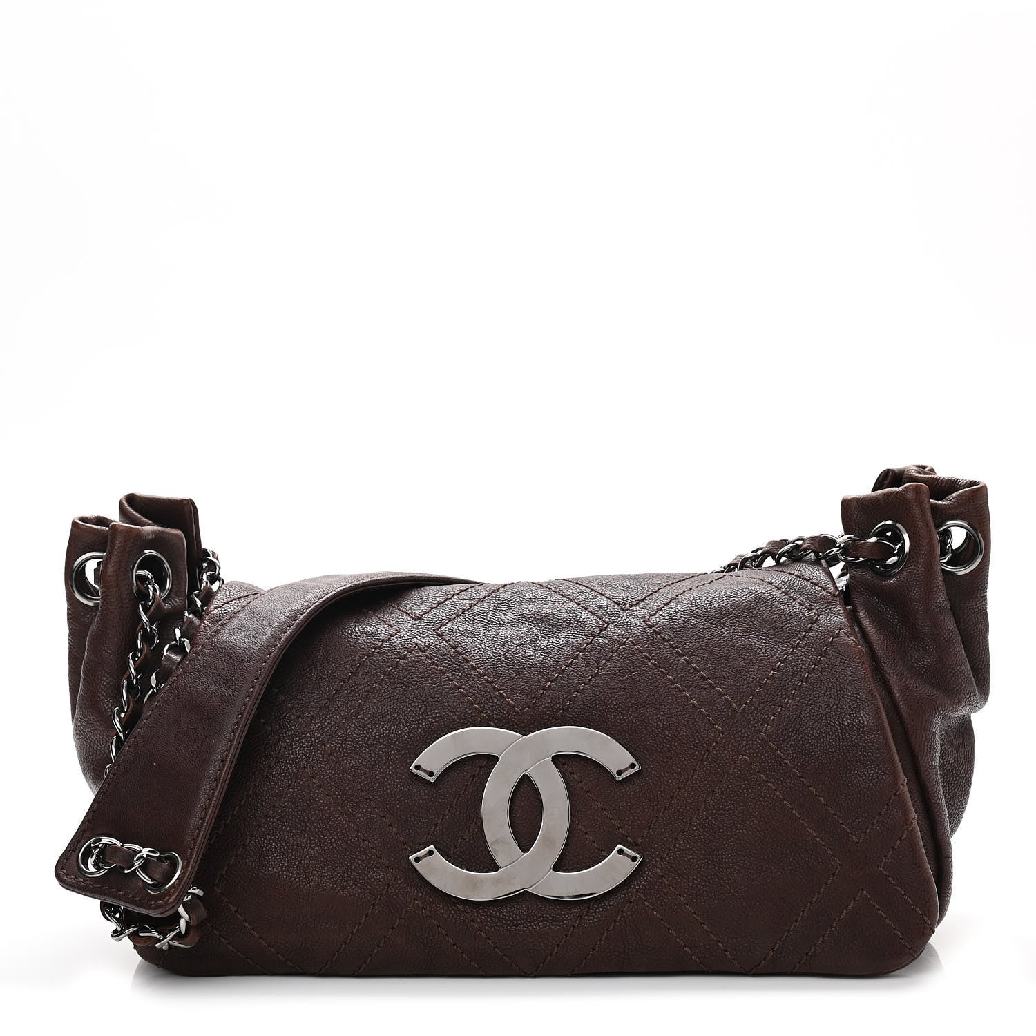 Chanel Calfskin Diamond Stitch Accordion Flap Brown 1 of 9
