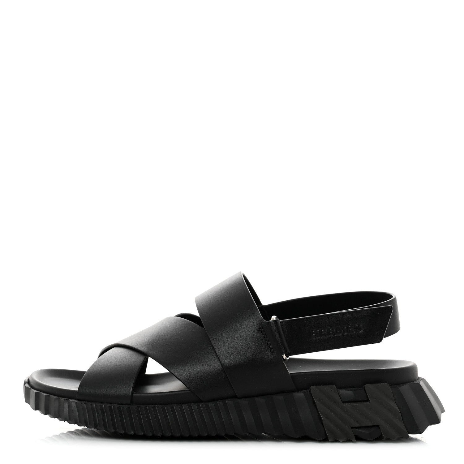 Hermes Calfskin Goatskin Mens Electric Sandals 43 Black 1 of 9