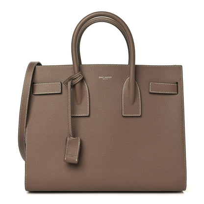 Saint Laurent Grained Calfskin Topstitch Small Classic Sac De Jour Taupe 1 of 8
