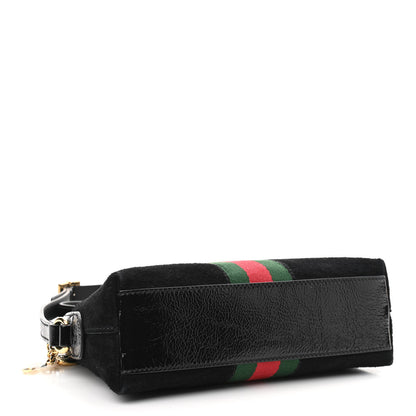 Gucci Suede Patent Web GG Small Ophidia Dome Shoulder Bag Black 4 of 10