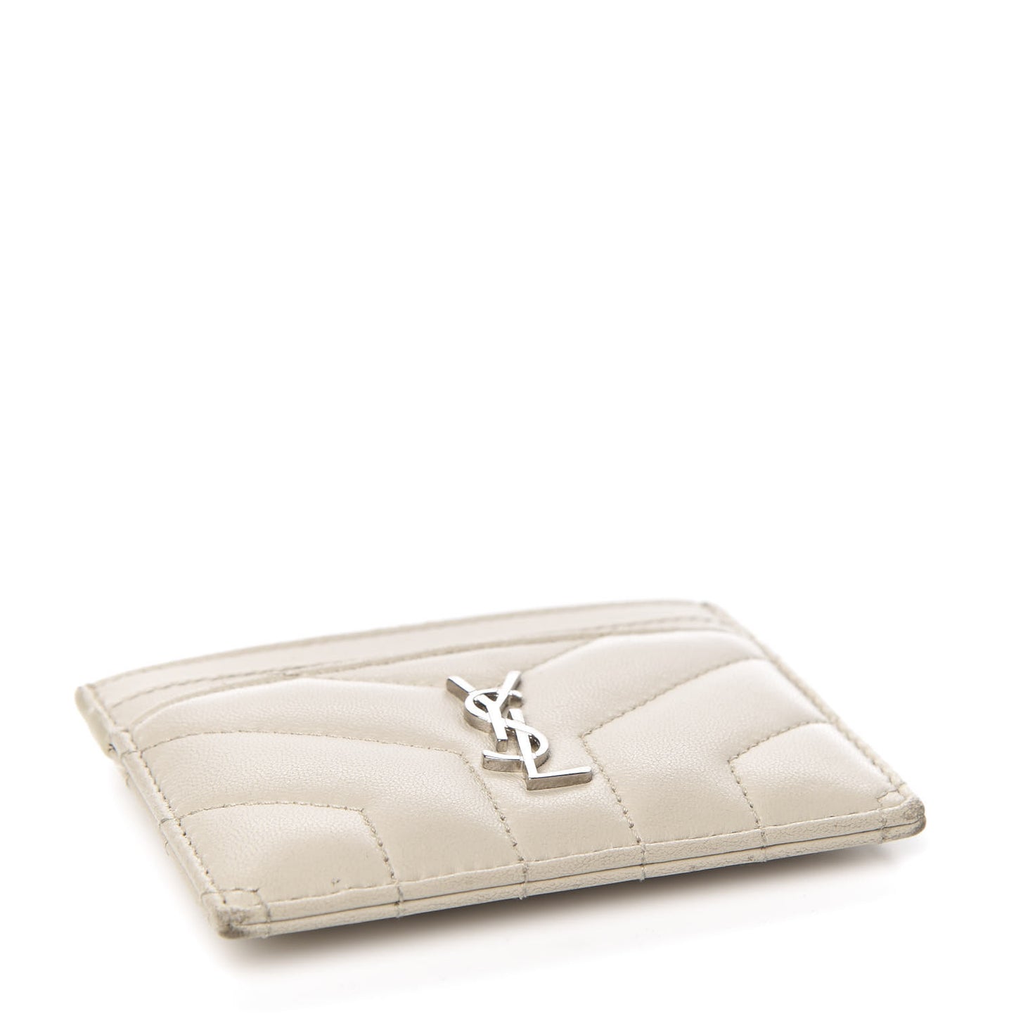 Calfskin Y Quilted Monogram LouLou Credit Card Case Ivory