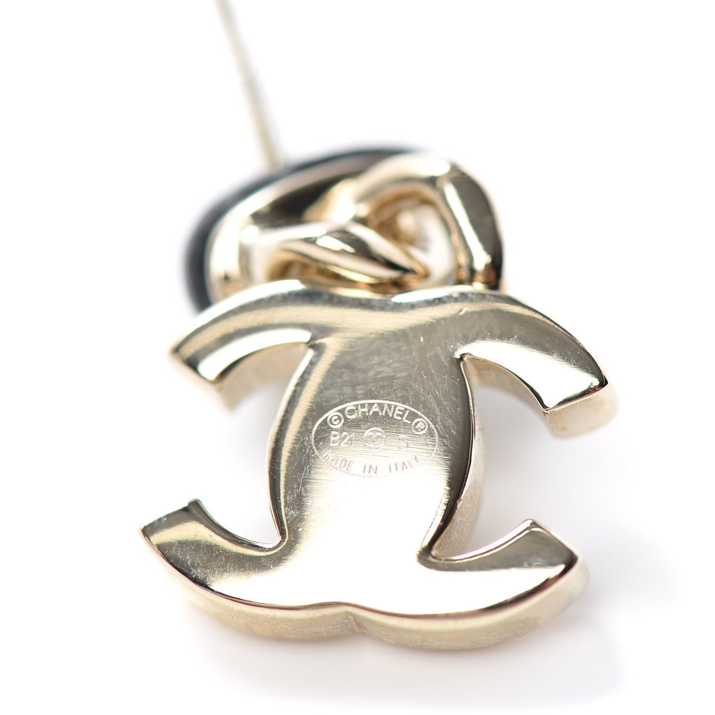 Lambskin CC Turnlock Drop Earrings Gold Black