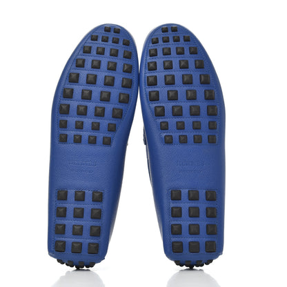 Hermes Epsom Mens Irving Driving Moccasin Loafers 43 Bleu Electrique 5 of 11